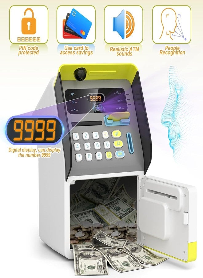 MALLEXO Stylish & Trendy ATM Piggy Bank for Kids 3+ |Face Recognition Money Bank Toy with Light | Sound Card Slot Gullak Password Lock Coin Saving Box for Boys and Girls Birthday Gifts for Children - Image 2